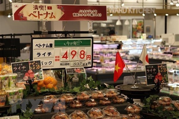 Vietnamese lychee on sale at AEON supermarket. (Photo: VNA)