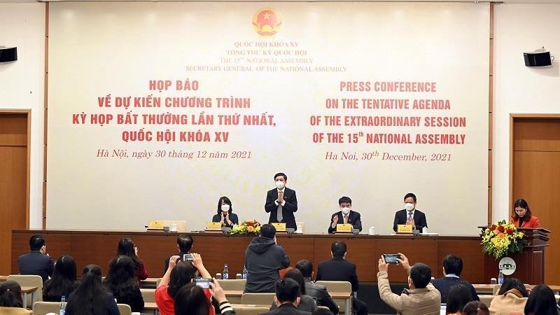 The press conference on the extraordinary session of the National Assembly (Photo: Duy Linh)