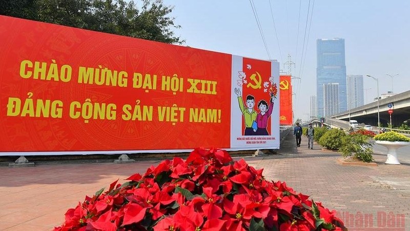 Hanoi's streets are decorated to celebrate the 13th National Party Congress.
