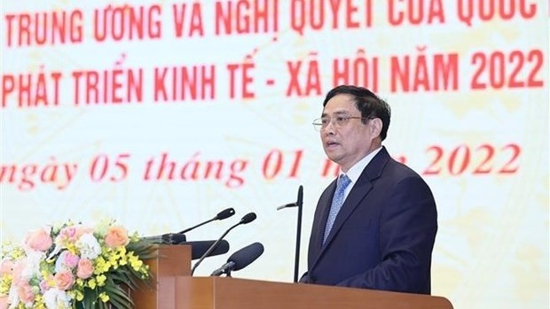 Prime Minister Pham Minh Chinh delivers an opening remark at the event (Photo: VNA)