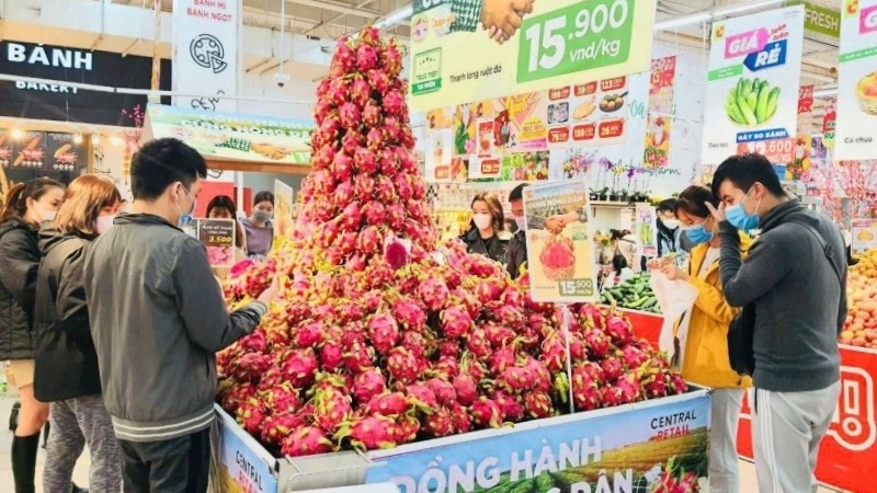 Dragon fruits on sale at a supermarket of Central Retail