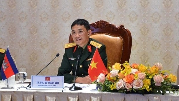 Col. Vu Thanh Van, Director of the Vietnamese MoD’s Department of Foreign Affairs, attends the virtual consultation on January 6 (Photo: qdnd.vn)