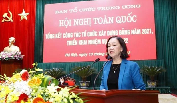 Politburo member and Chairwoman of Party Central Committee's Organisation Commission speaks at the event (Photo: VNA)