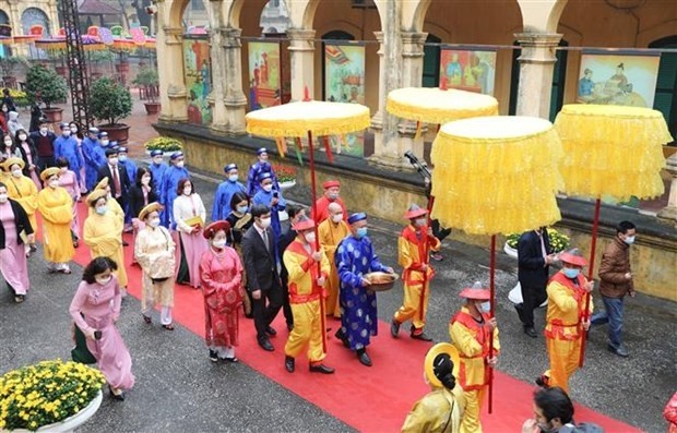 New Year royal rituals re-enacted at Thang Long Imperial Citadel (Photo: VNA)