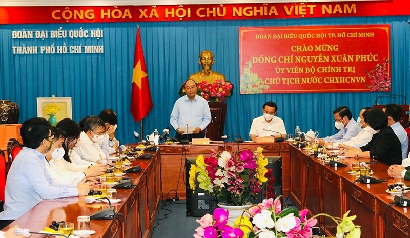 President Nguyen Xuan Phuc speaking at the meeting. (Photo: NDO)
