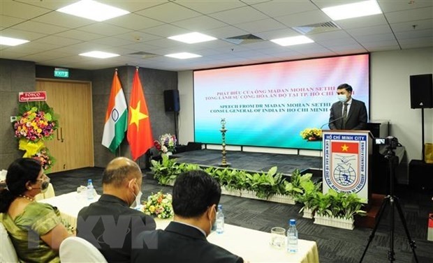 Indian Consul General to Ho Chi Minh City Madan Mohan Sethi speaks at the ceremony. (Photo: VNA)
