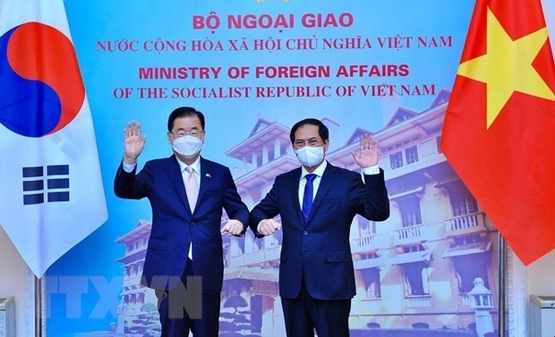 Foreign Minister Bui Thanh Son (right) and his RoK counterpart Chung Eui-yong. (Photo: VNA)