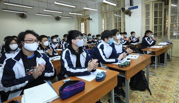 A class of Tran Phu High School in Hanoi's Hoan Kiem district (Photo: VNA)