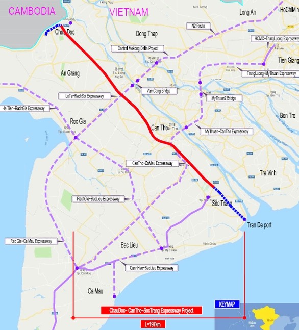 The Chau Doc – Can Tho – Soc Trang Expressway passing through An Giang, Can Tho, Hau Giang and Soc Trang. (Photo: the My Thuan Project Management Board) 