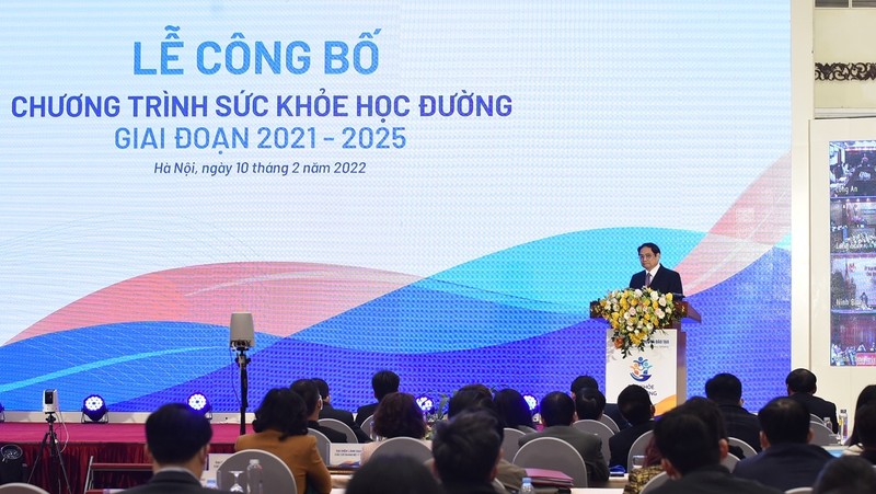 PM Pham Minh Chinh speaking at the launch of the National School Health Programme (Photo: Tran Hai)