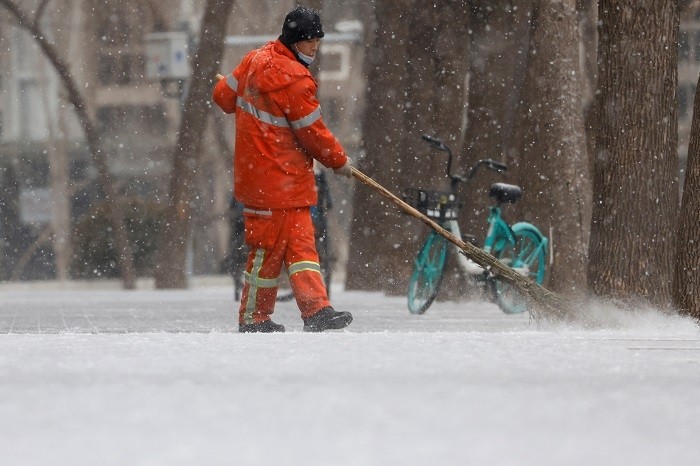 The China Meterological Administration issued a blizzard warning for Sunday saying significant snowfall is expected in large parts of northern China including Beijing, the capital and current site of the Winter Olympics.