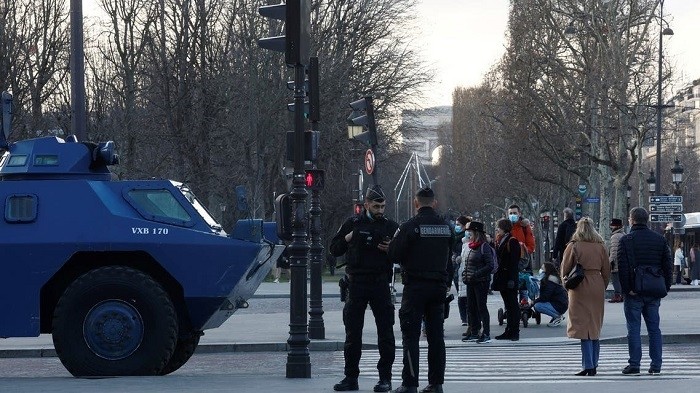 France mobilised thousands of police, armoured personnel carriers and water cannon trucks in Paris to keep out convoys of motorists converging on the capital for a protest against COVID-19 restrictions.