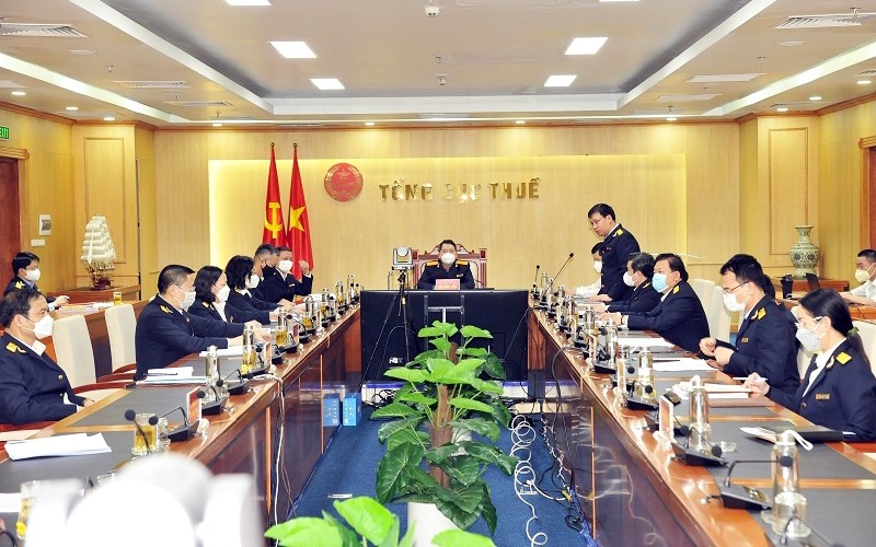 At a virtual meeting of the General Department of Taxation held on March 2. (Photo: TCT)