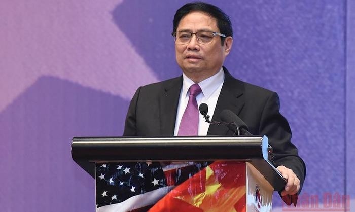 Prime Minister Pham Minh Chinh addresses the fifth Vietnam-US Business Summit. (Photo: NDO)