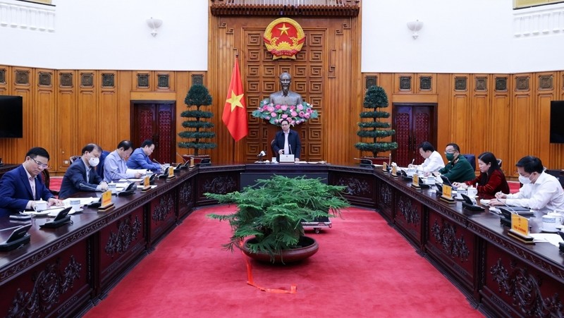 Prime Minister Pham Minh Chinh speaking at the working session (Photo: VOV)