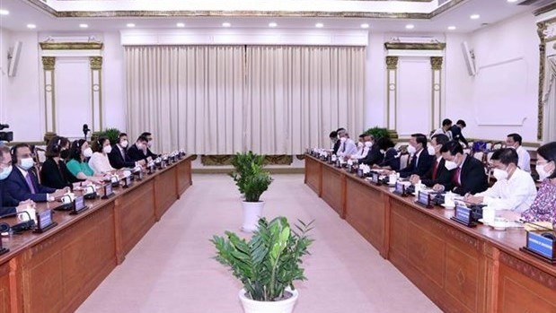 The meeting between HCM City and WB officials on March 23. (Photo: VNA)