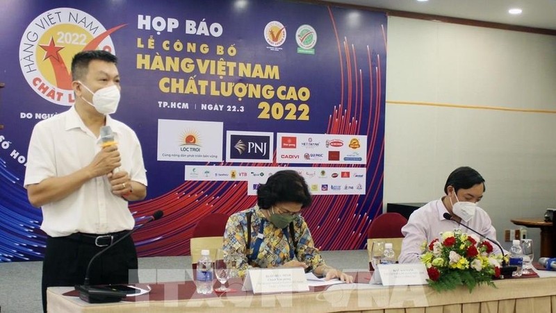 The press briefing to announce high-quality Vietnamese products. (Photo: VNA)