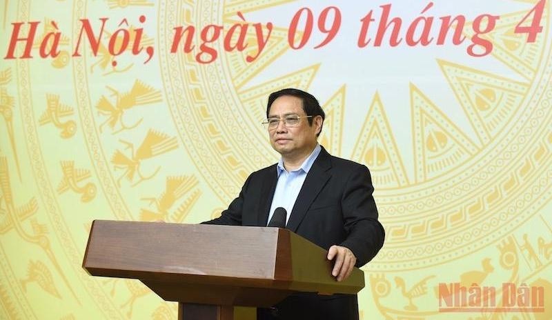 PM Pham Minh Chinh speaking at the teleconference (Photo: NDO)