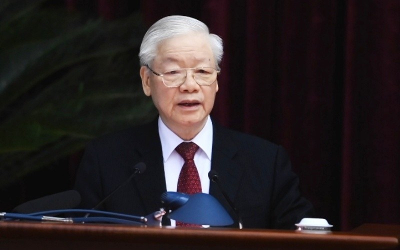 Party General Secretary Nguyen Phu Trong addresses the opening of the fifth plenum of the 13th Party Central Committee.
