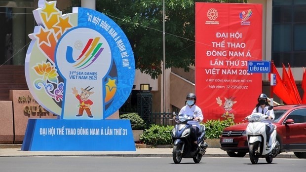 Signboards welcome SEA Games 31 in Hanoi. (Photo: VNA)