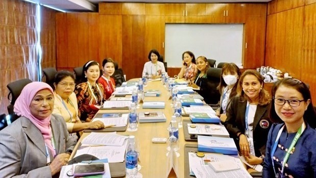 Participants in the meeting of the SEAGF sports and women’s committee on May 11. (Photo: VNA)