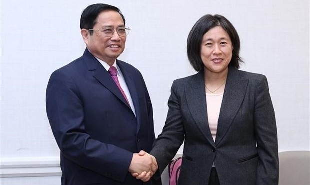 Prime Minister Pham Minh Chinh and US Trade Representative Katherine Tai (Photo: VNA)