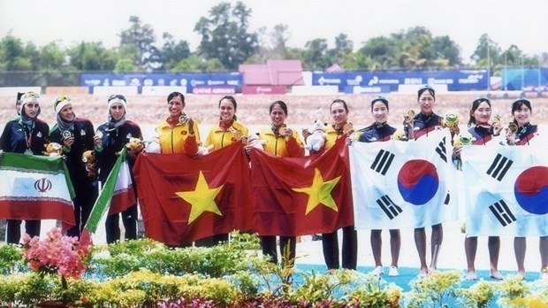 Vietnamese rowers champion at ASIAD 18 held in Indonesia in 2018. (Photo: Vietnamese Women's Museum)