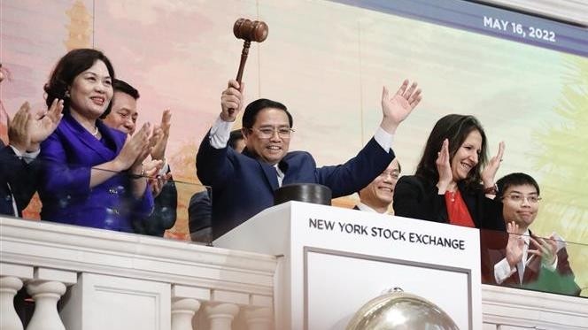Prime Minister Pham Minh Chinh at the New York Stock Exchange (Photo: VNA)