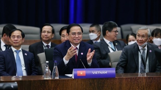 Vietnamese Prime Minister Pham Minh Chinh (centre) at the US - ASEAN Special Summit in Washington D.C. on May 13 (Photo: VNA)