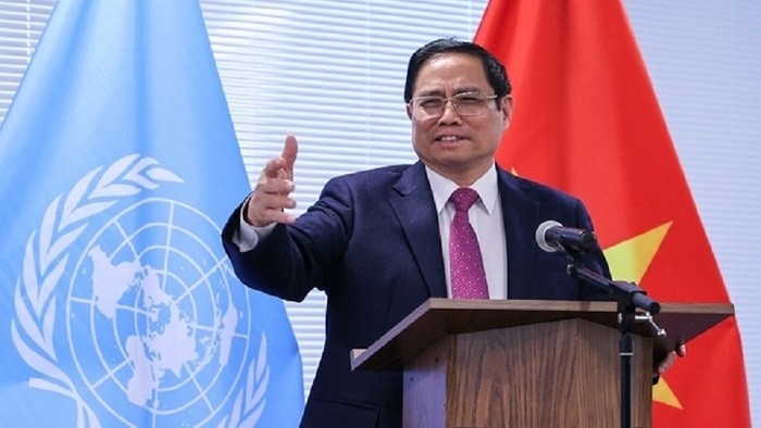 Prime Minister Pham Minh Chinh speaking at the event (Photo: VNA)