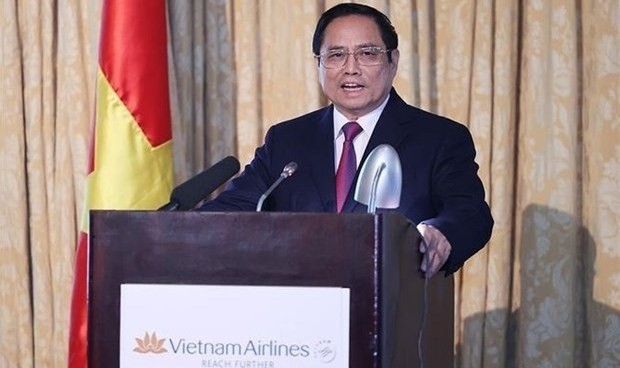 Prime Minister Pham Minh Chinh speaks at the conference (Photo: VNA) 