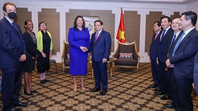 Prime Minister Pham Minh Chinh (R) and Mayor of the City and County of San Francisco London Breed (Photo: VNA)