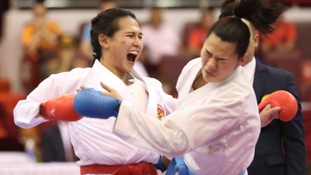After three days of competition, Vietnam swept seven out of 15 golds, surpassing the target of four gold medals in the sport. (Photo: VNA)