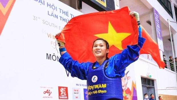 Vietnam's Do Phuong Thao wins gold in the women's 65kg fighting event (Photo: VNA)