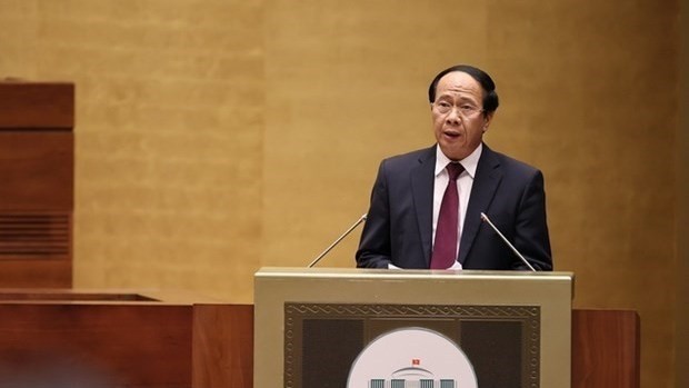 Deputy Prime Minister Le Van Thanh addresses the 15th NA's third session on May 23. (Photo: VNA)