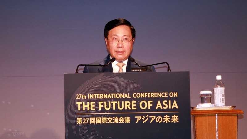 Deputy PM Pham Binh Minh speaking at the international conference on the Future of Asia. (Photo: VNA)