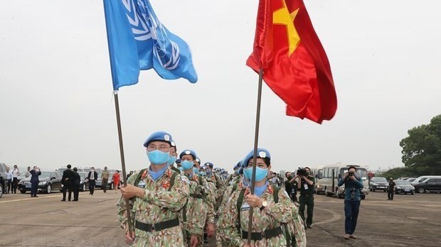 Officers and soldiers of Sapper Unit No. 1 (Photo: VNA) set off to participate in the UN peacekeeping operations (Photo: VNA)