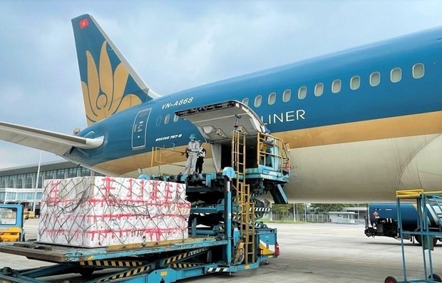 Domestic and foreign flights from/to Vietnam have carried an estimated 765.000 tonnes of goods so far this year. (Photo: VNA) 