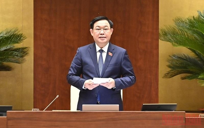 National Assembly Chairman Vuong Dinh Hue speaks at the session. (Photo: NDO)