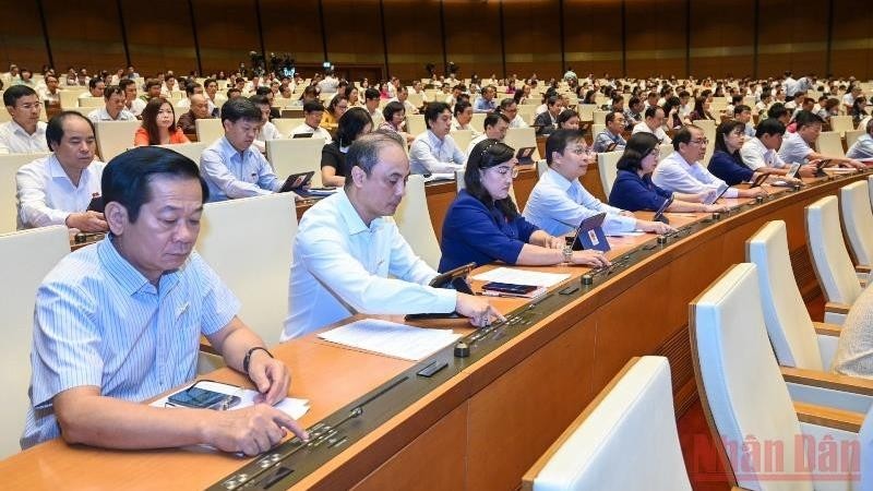 National Assembly deputies cast their vote on revisions to the  Law on Intellectual Property. (Photo: Linh Khoa)
