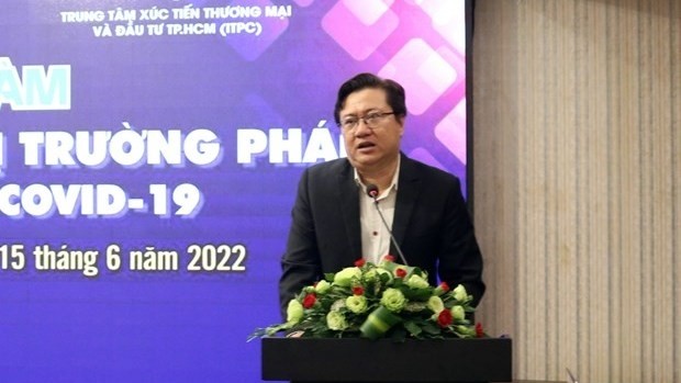 Nguyen Tuan, Deputy Director of the Trade and Investment Promotion Centre of HCM City, speaks at the seminar on June 15. (Photo: VNA)