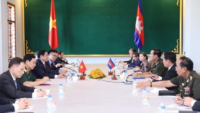At the meeting between the Prime Ministers (Photo: VNA)