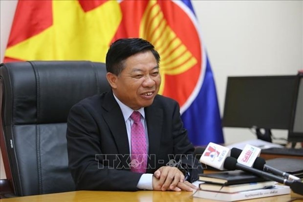 Vietnamese Ambassador to Cambodia Nguyen Huy Tang grants an interview to Vietnam News Agency. (Photo: VNA)