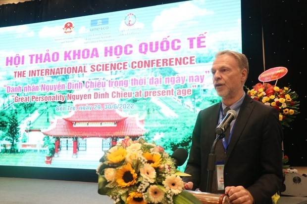 UNESCO Chief Representative in Vietnam Christian Manhart addresses the event (Photo: VNA)