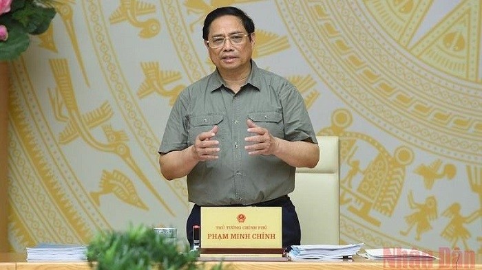 Prime Minister Pham Minh Chinh speaks at the meeting (Photo: NDO/Tran Hai)