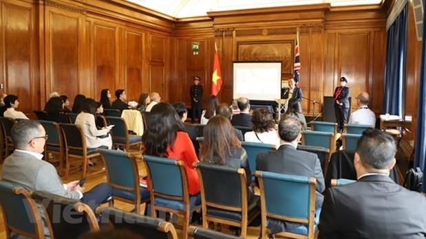 Vietnamese Ambassador to the UK Nguyen Hoang Long delivers a remark at Meet Vietnam in Nottingham. (Photo: VNA)