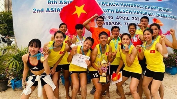 Asian beach handball champions Vietnam will compete in the 2022 World Games in the US. (Photo: sggp.org,vn)