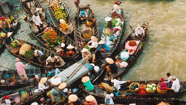 Busting trading activities at Cai Rang Floating Market.