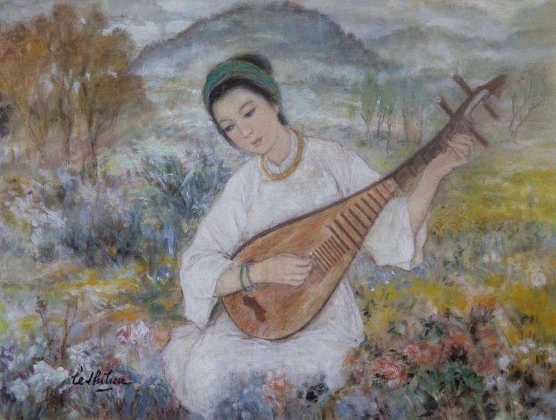  The work "Traditional Musicians" by painter Le Thi Luu.