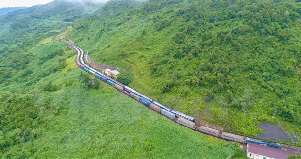 Cargo trains run on the North-South rail route. (Photo: VNA)